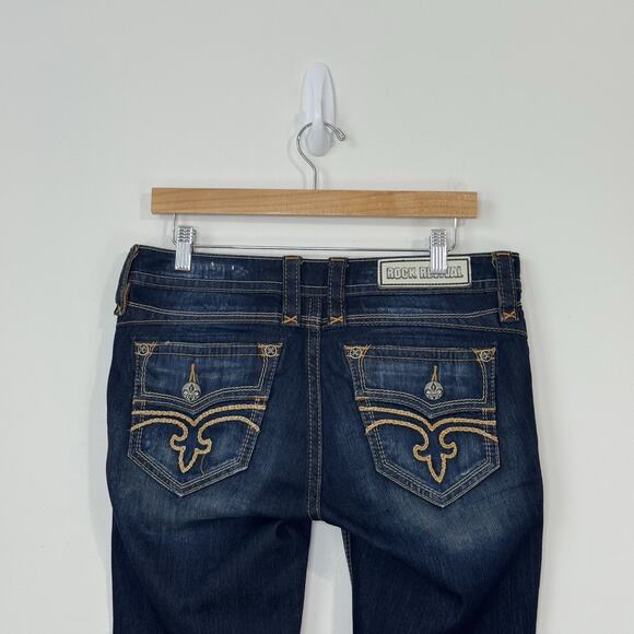 Rock Revival Calli Skinny Jeans Women's Size 30 Blue Embroidered Dark Wash - Picture 8 of 14